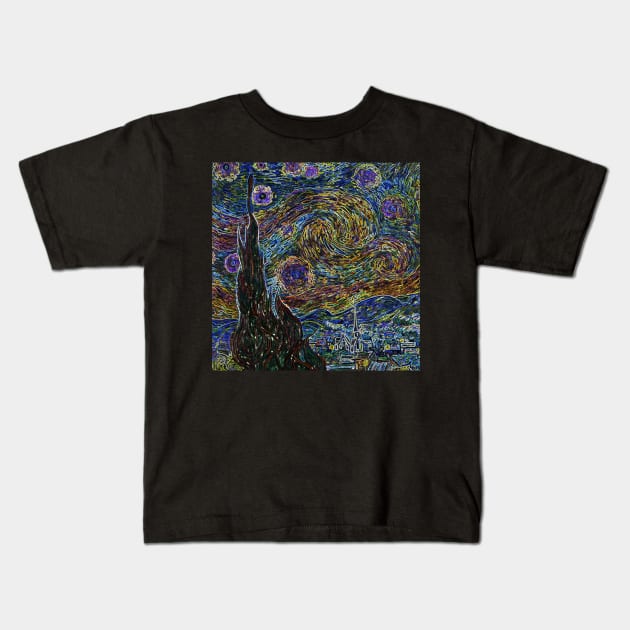 Starry Night Vincent Van Gogh Modern Art Kids T-Shirt by 4Craig